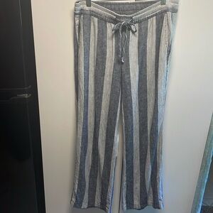 Old Navy Linen/Rayon Blend Wide Leg Striped Pants Women's Size small petite